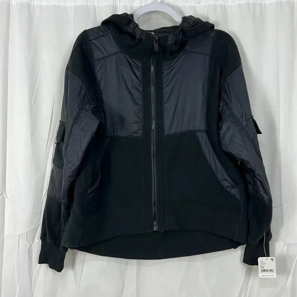 NWT Free People Movement Black Full Zipper Fleece Jacket Size XS - Picture 1 of 10